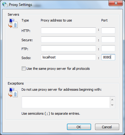 Creating an SSH tunnel for SOCKS proxy